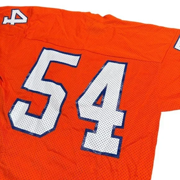Vintage 80s Denver Broncos Keith Bishop 54 Sand Knit Football Jersey Mens Large